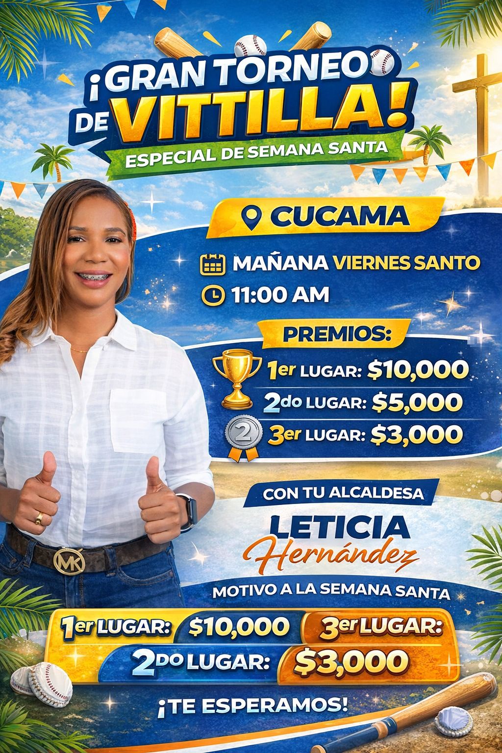 Alcalde Leticia Hernández promueve torneo de vitillas para prevenir accidentes en Semana Santa